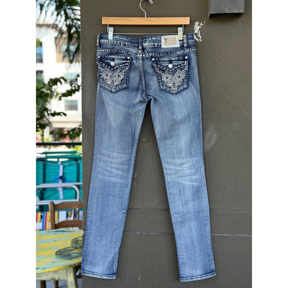 Vintage Y2K Montana Jeans Women's 9/10 Bedazzled Pockets Low-Rise Skinny Denim - Picture 4 of 10